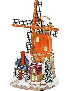 MOMENTS IN TIME Lighted Windmill Christmas Village Building LED Lights